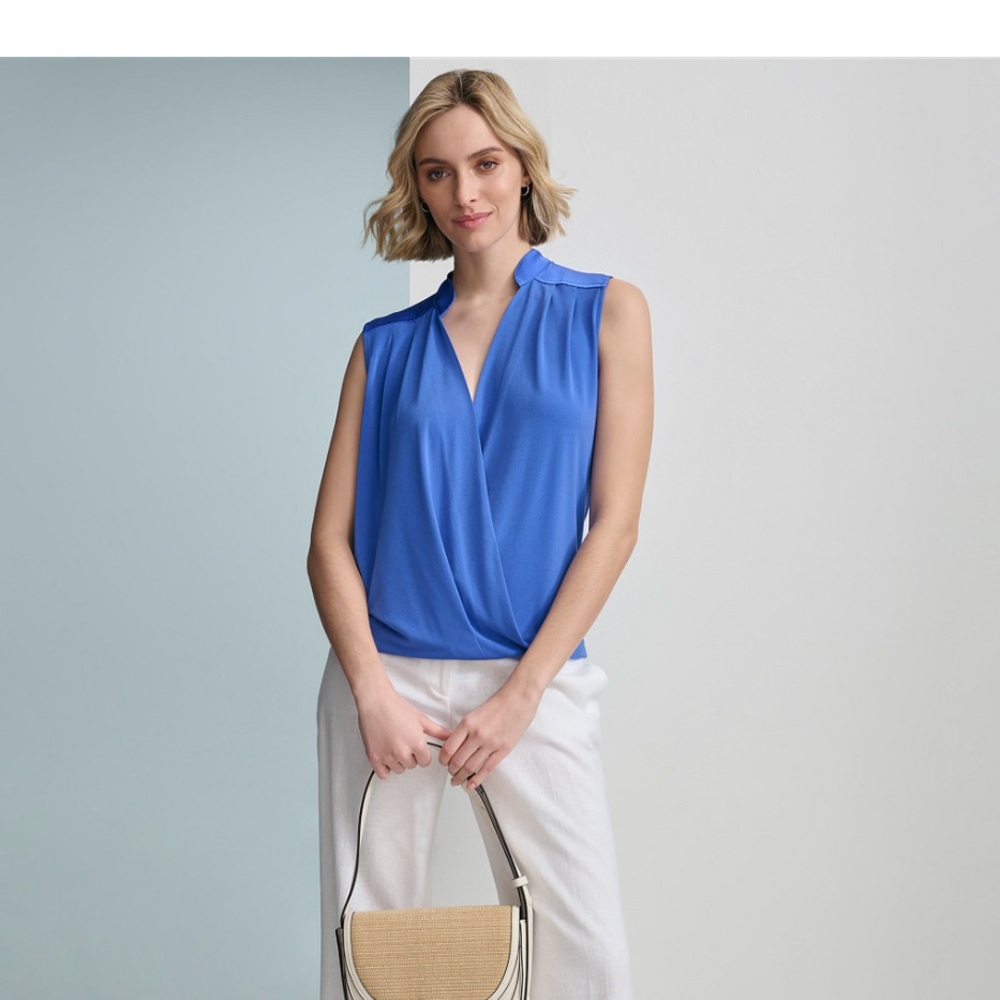 Calvin Klein Women's Sleeveless Faux Wrap Top